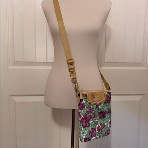 Coach Floral Crossbody Bag - Gold and Green